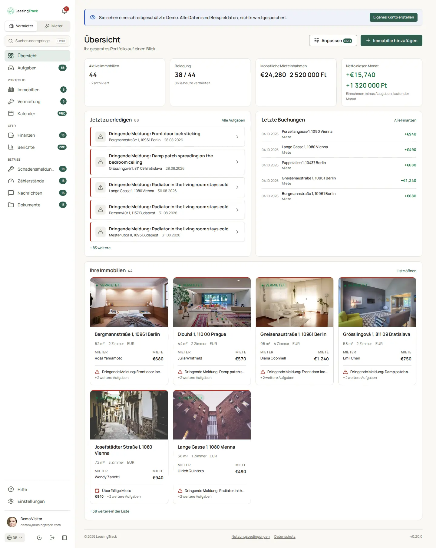 Screenshot von LeasingTrack: Übersicht