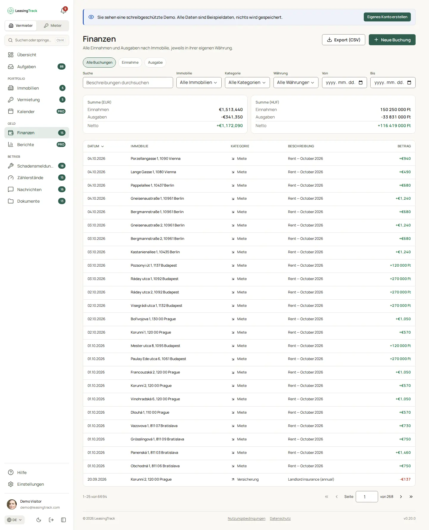 Screenshot von LeasingTrack: Finanzen