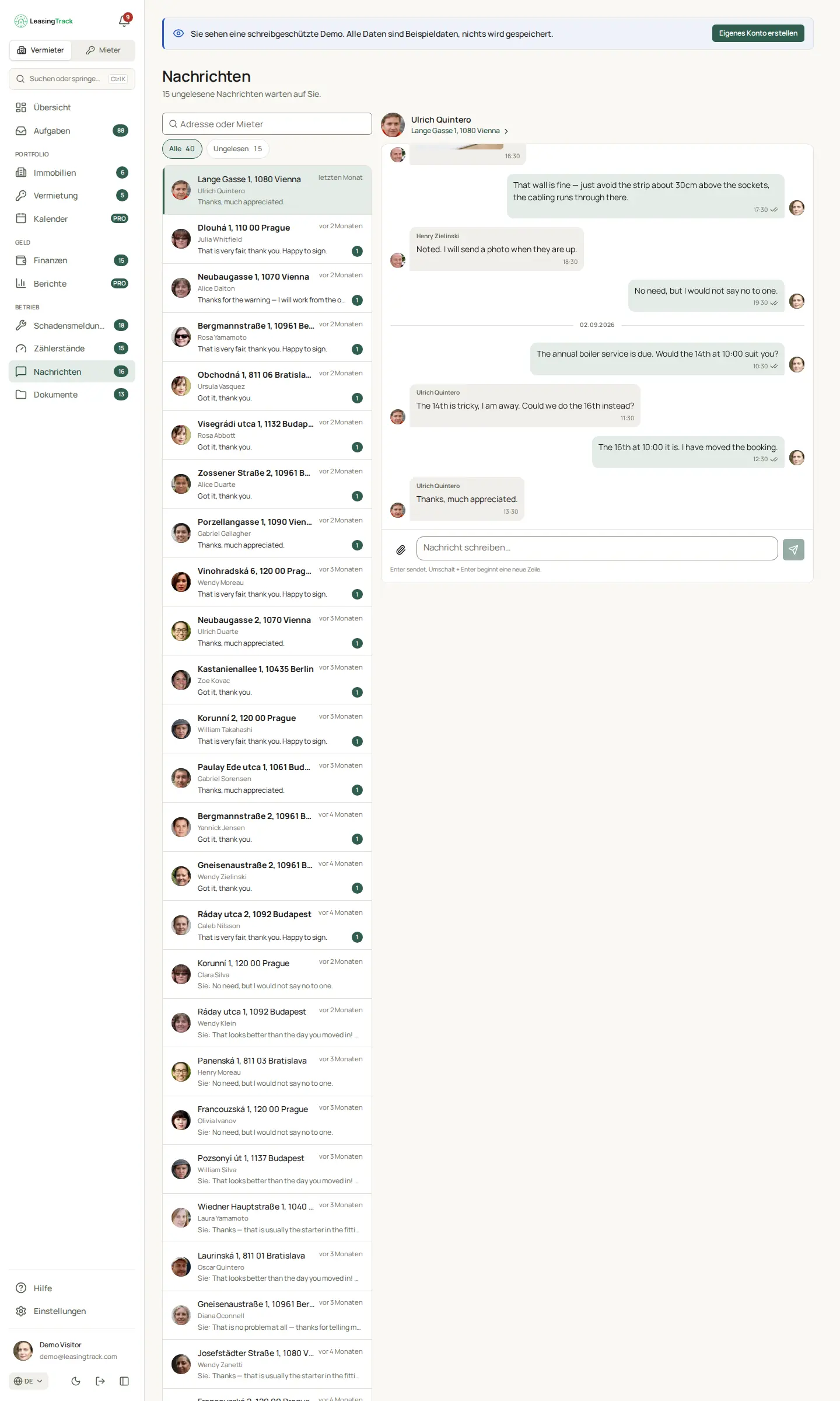 Screenshot von LeasingTrack: Nachrichten