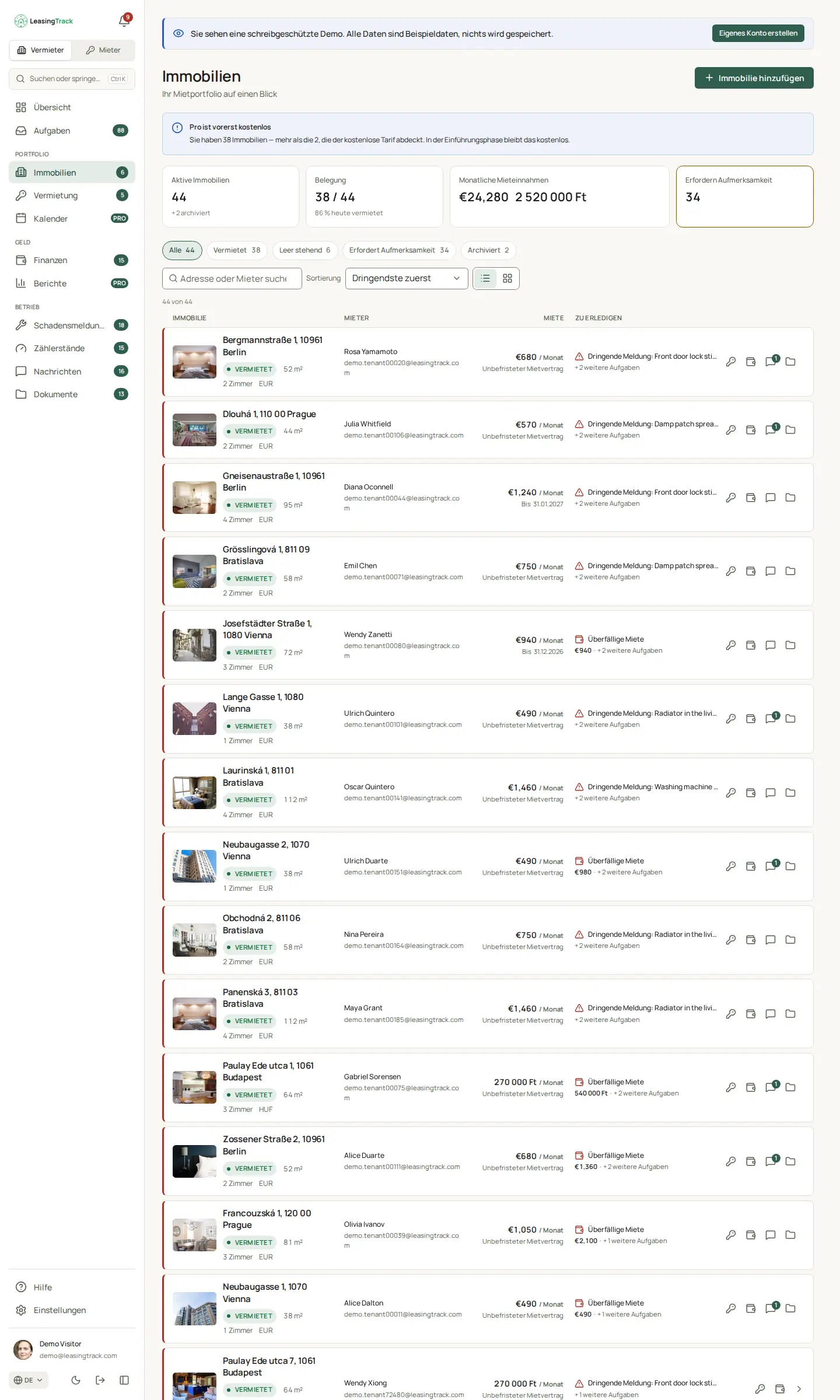Screenshot von LeasingTrack: Immobilien