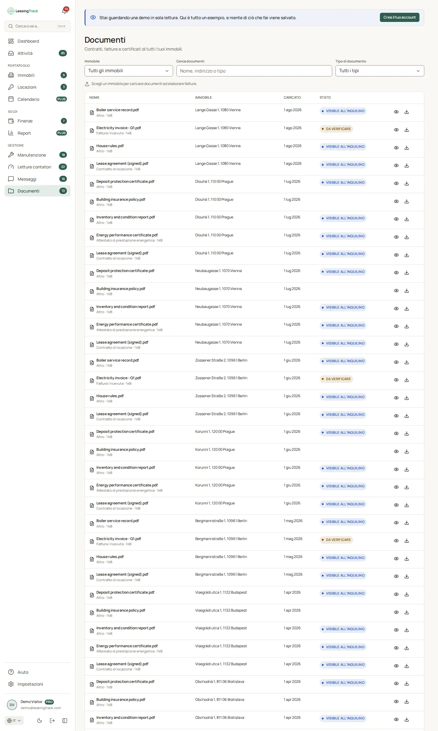 Screenshot di LeasingTrack: Documenti