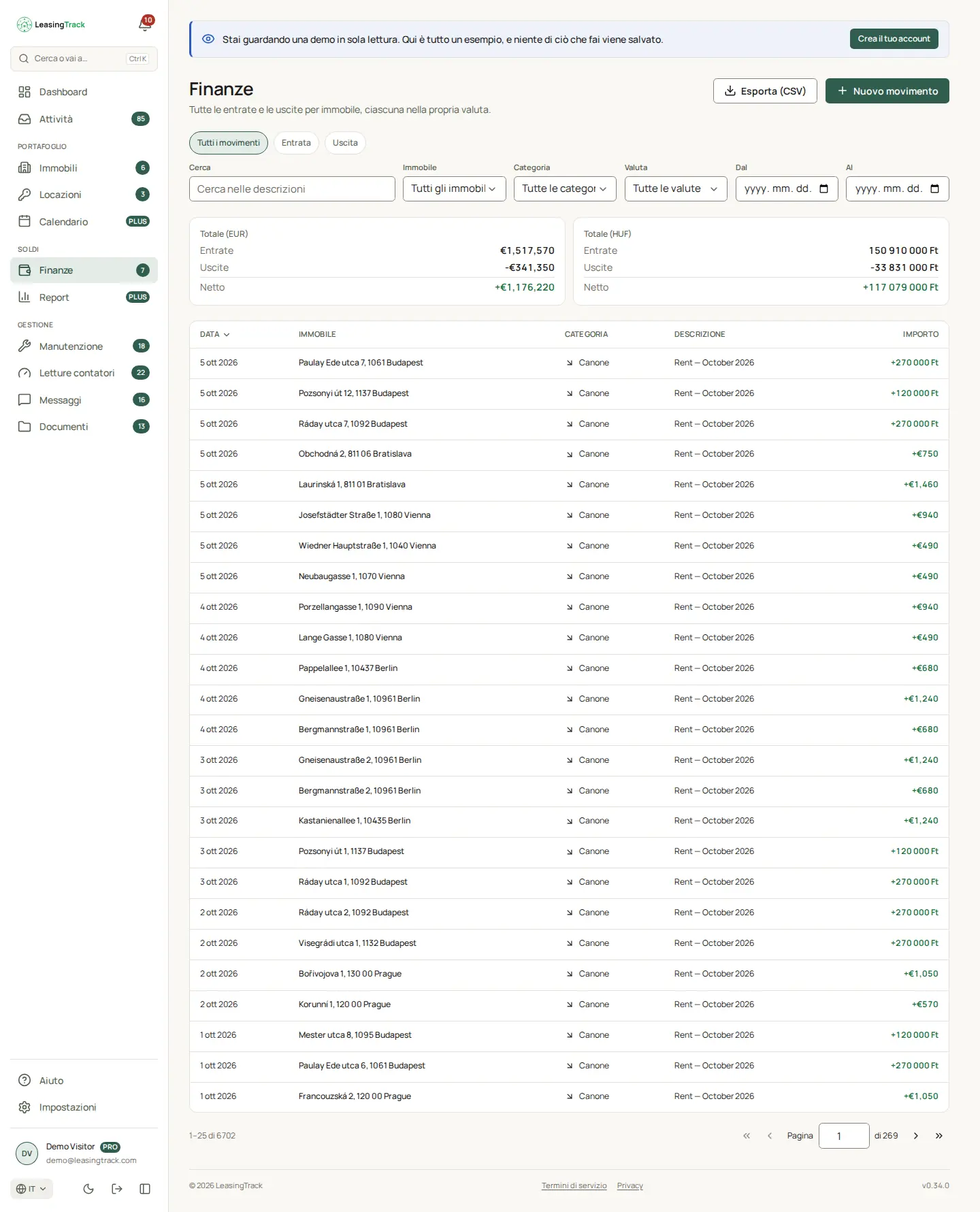 Screenshot di LeasingTrack: Finanze