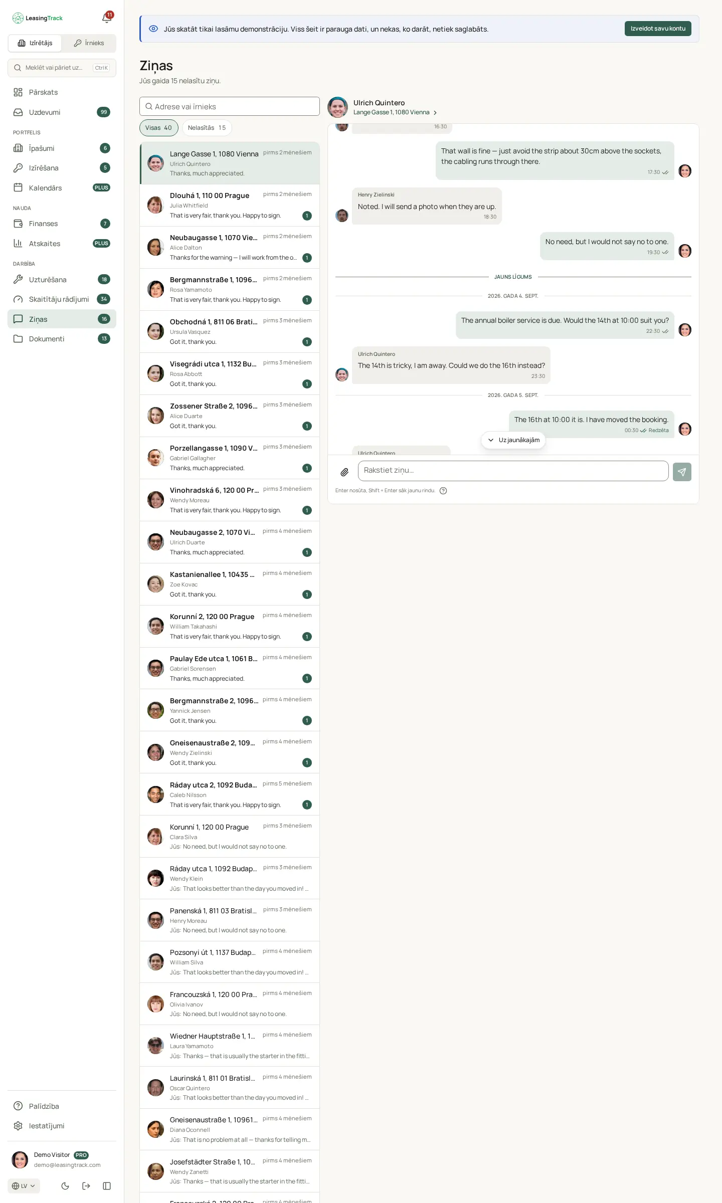 LeasingTrack ekrānuzņēmums: Ziņas