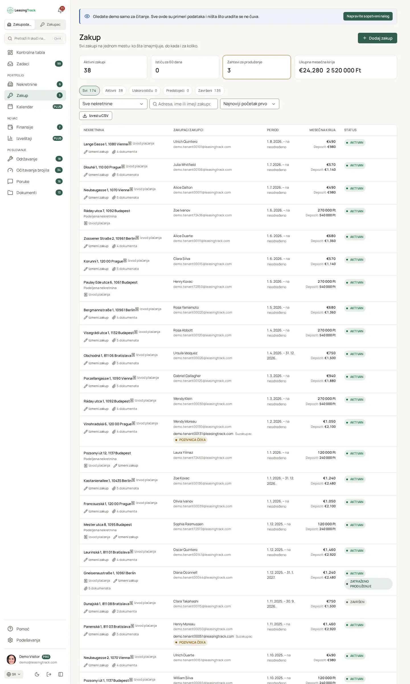 Snimak ekrana LeasingTracka: Zakup